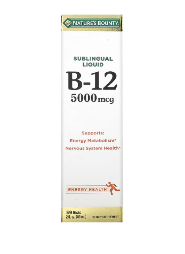 Nature's Bounty, Sublingual Liquid, Vitamin B12, 5,000 mcg, 2 fl oz (59 ml)
