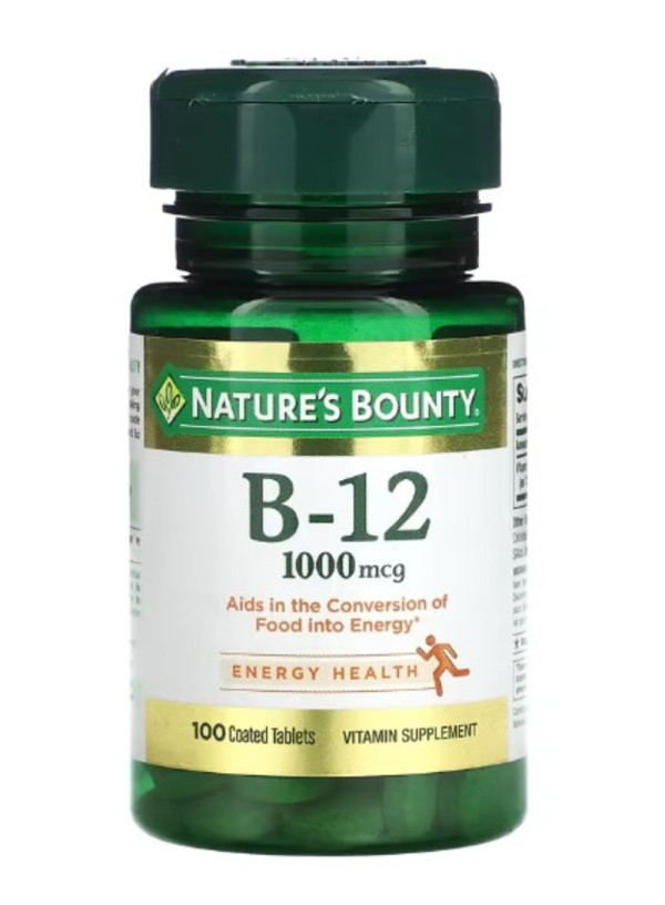 Nature's Bounty, Vitamin B-12, 1,000 mcg, 100 Coated Tablets