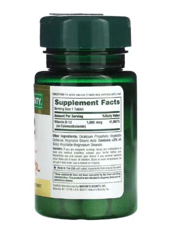 Nature's Bounty, Vitamin B-12, 1,000 mcg, 100 Coated Tablets