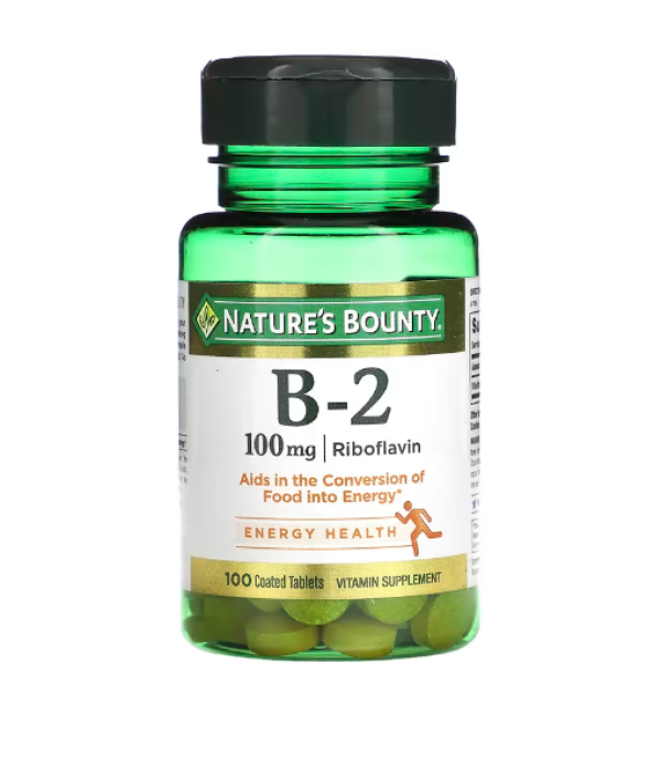 Nature's Bounty, Vitamin B-2, 100 mg, 100 Coated Tablets