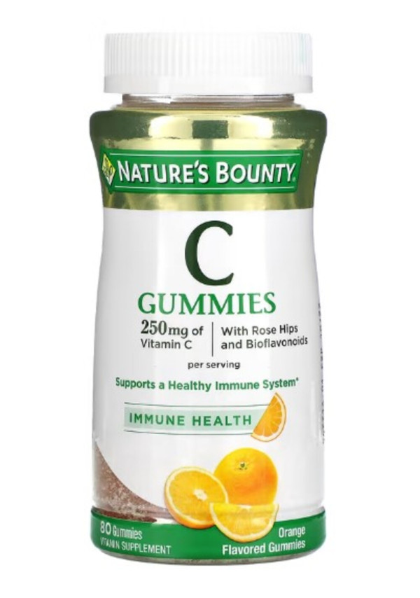 Nature's Bounty, Vitamin C Gummies, Orange Flavored, 250 mg, 80 Gummies (125 mg per Gummy)