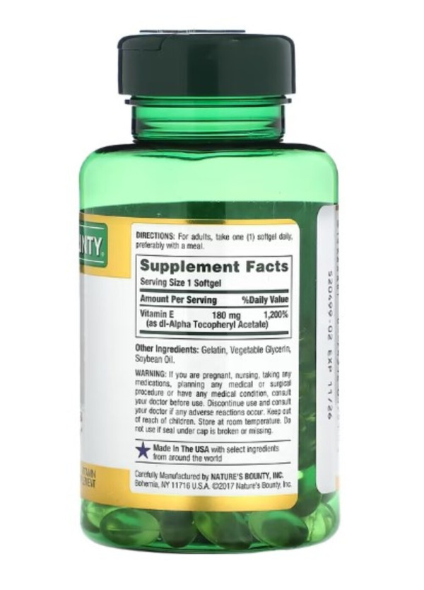 Nature's Bounty, Vitamin E, 180 mg, 120 Rapid Release Softgels