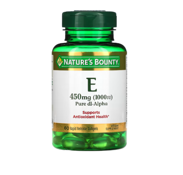 Nature's Bounty, Vitamin E, Pure Dl-Alpha, 450 mg (1,000 IU), 60 Rapid Release Softgels
