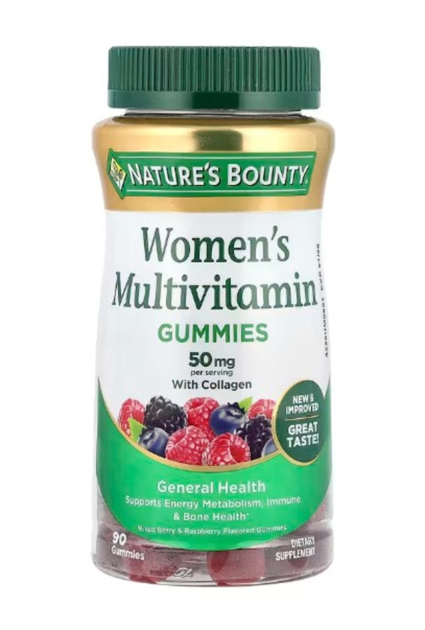 Nature's Bounty, Women's Multivitamin Gummies, Mixed Berry & Raspberry, 50 mg, 90 Gummies (25 mg per Gummy)