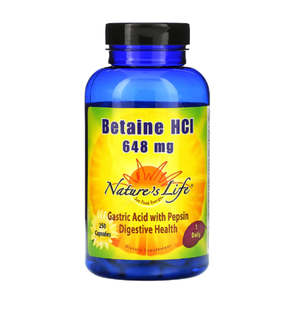 Nature's Life, Betaine HCl, 648 mg, 250 Capsules