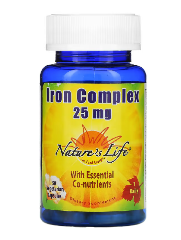 Nature's Life, Iron Complex, 25 mg, 50 Vegetarian Capsules