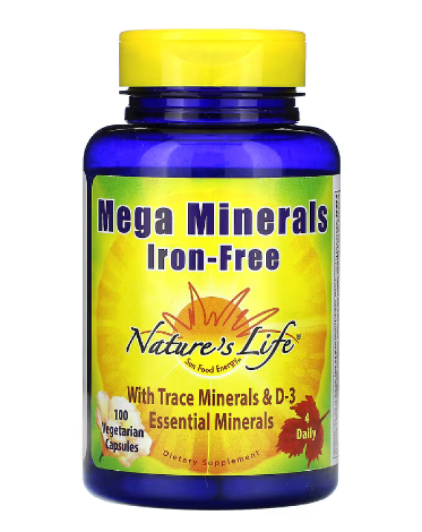 Nature's Life, Mega Minerals, Iron Free, 100 Vegetarian Capsules