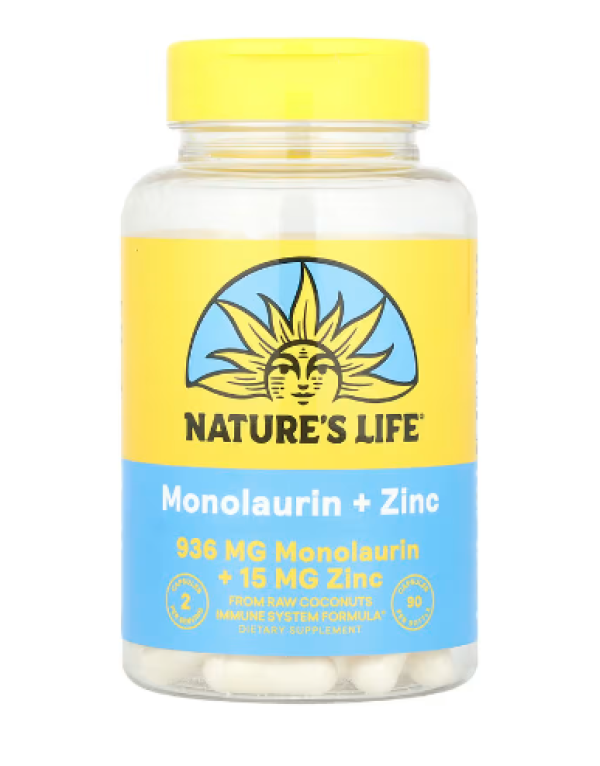 Nature's Life, Monolaurin + Zinc, 90 Capsules