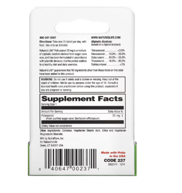 Nature's Life, Policosanol, 23 mg, 60 Tablets