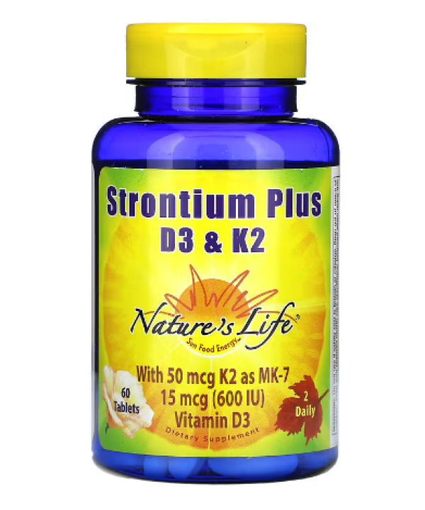 Nature's Life, Strontium Plus D3 &K2, 60 Tablets