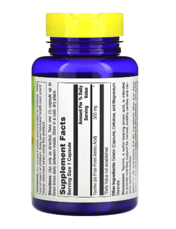 Nature's Life, Taurine, 500 mg, 100 Capsules
