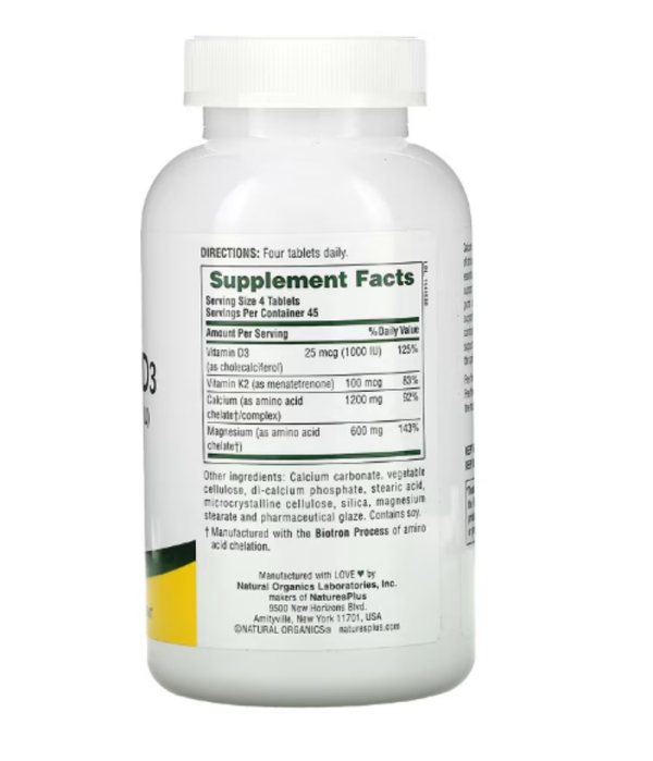 Nature's Plus, Cal/Mag/Vit D3, with Vitamin K2, 180 Tablets
