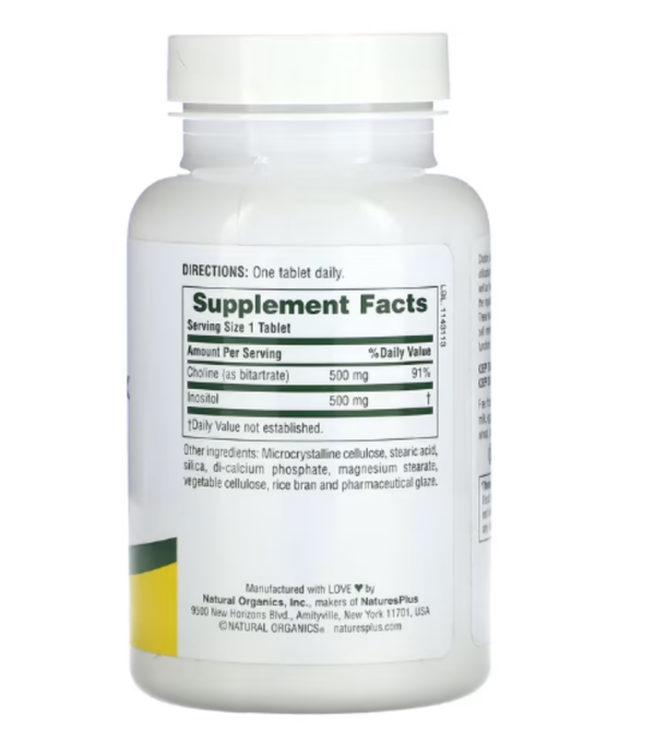 Nature's Plus, Choline & Inositol, 500/500 mg, 60 Tablets