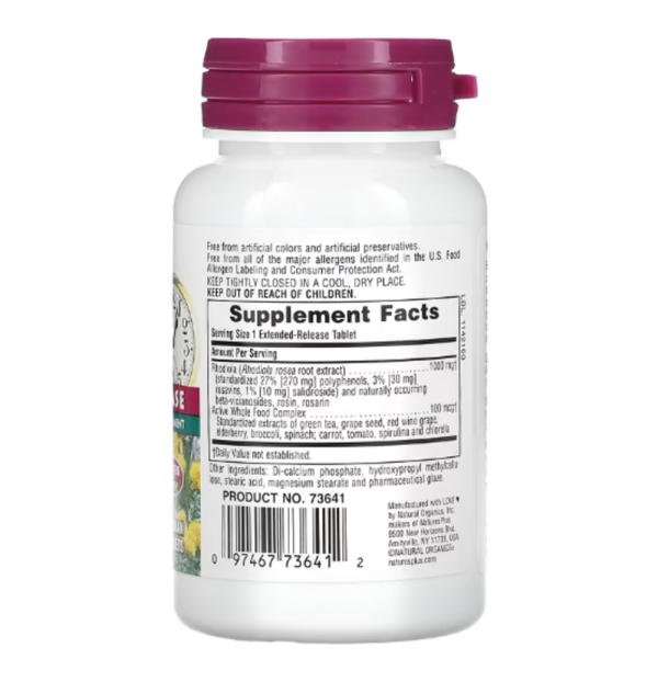 Nature's Plus, Herbal Actives, Rhodiola, Extended Release, 1,000 mg, 30 Vegetarian Tablets