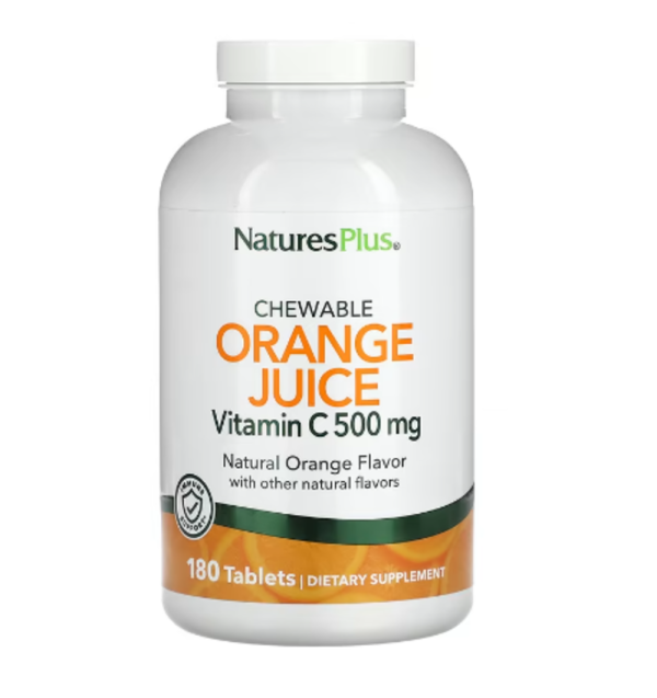 Nature's Plus, Orange Juice Vitamin C Supplement, 500 mg, 180 Tablets