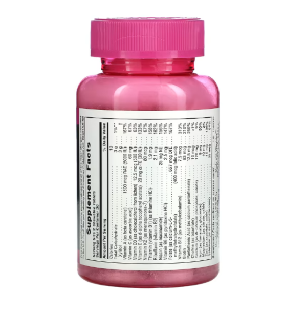 Nature's Plus, Source of Life, Power Teen, For Her, Sugar Free, Natural Wild Berry Flavor, 60 Chewable Tablets