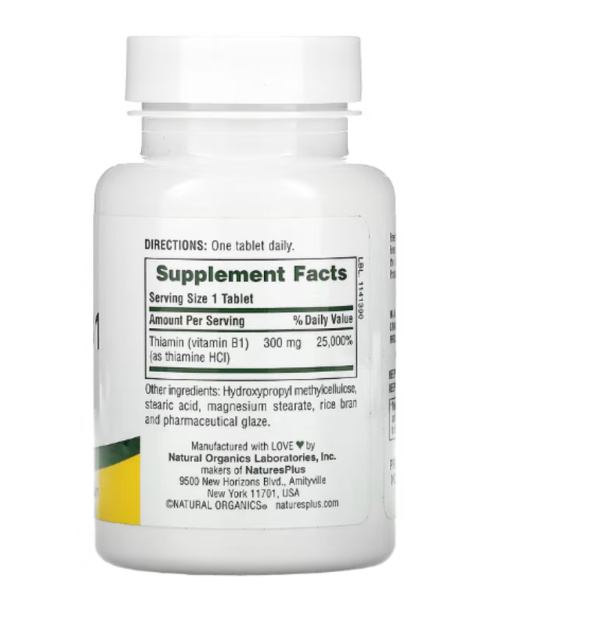 Nature's Plus, Vitamin B-1, 300 mg, 90 Tablets