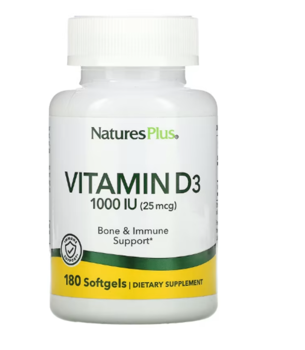 Nature's Plus, Vitamin D3, 1000 IU, 180 Softgels