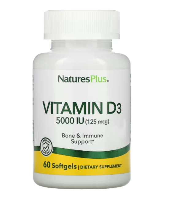 Nature's Plus, Vitamin D3, 5000 IU, 60 Softgels
