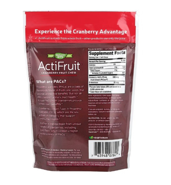 Nature's Way, ActiFruit™, Cranberry Fruit Chew, 500 mg, 20 Soft Chews