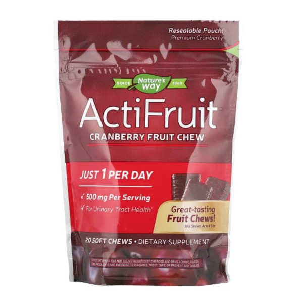 Nature's Way, ActiFruit™, Cranberry Fruit Chew, 500 mg, 20 Soft Chews