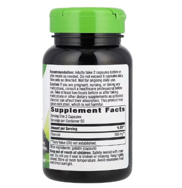Nature's Way, Activated Charcoal, 560 mg, 100 Capsules (280 mg Per Capsule)