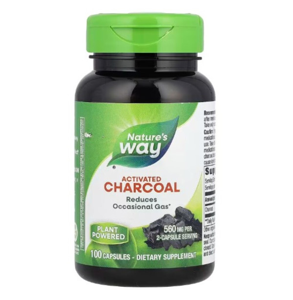 Nature's Way, Activated Charcoal, 560 mg, 100 Capsules (280 mg Per Capsule)