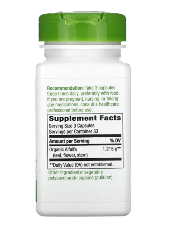 Nature's Way, Alfalfa, 1,215 mg, 100 Vegan Capsules (405 mg per Capsule)