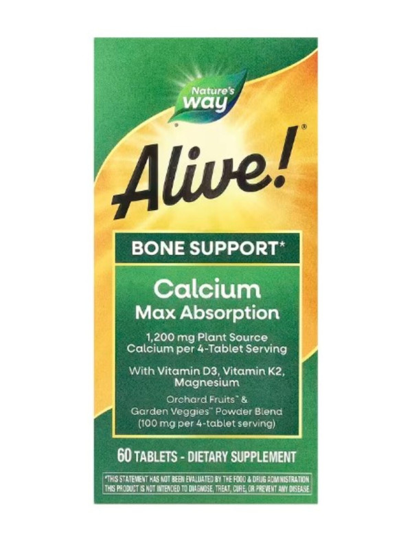 Nature's Way, Alive! Calcium, Max Absorption, 1,200 mg, 60 Tablets (300 mg per Tablet)