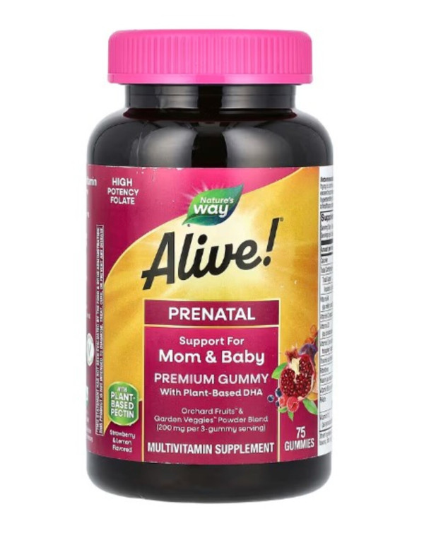 Nature's Way, Alive! Daily Support Premium Prenatal, Strawberry & Lemon, 75 Gummies