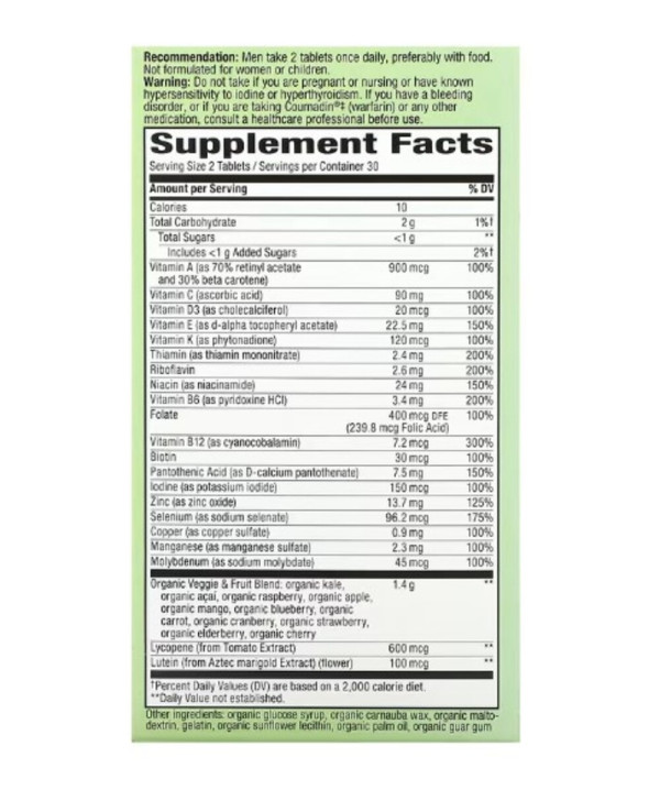 Nature's Way, Alive! Garden Goodness, Men's Multivitamin, 60 Tablets