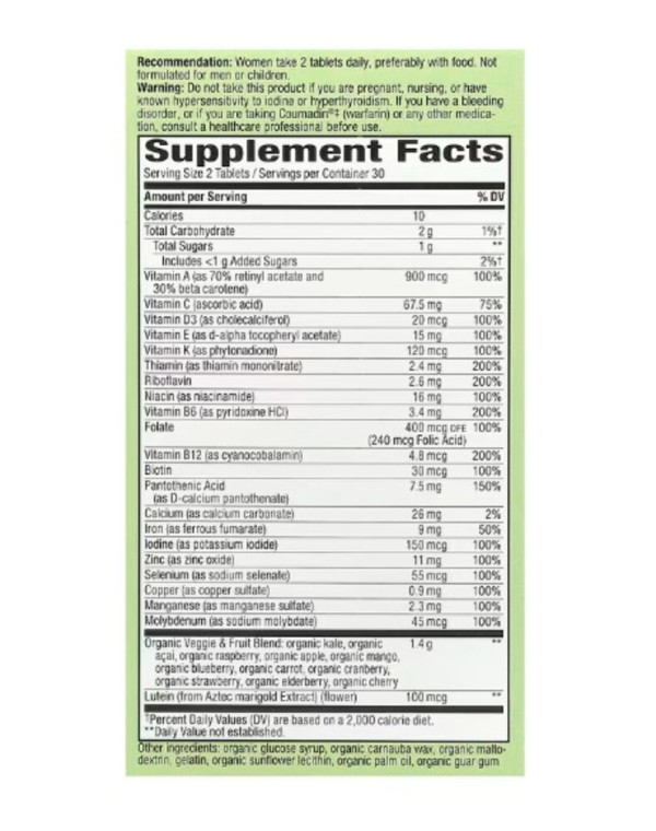 Nature's Way, Alive! Garden Goodness, Women's Multivitamin, 60 Tablets