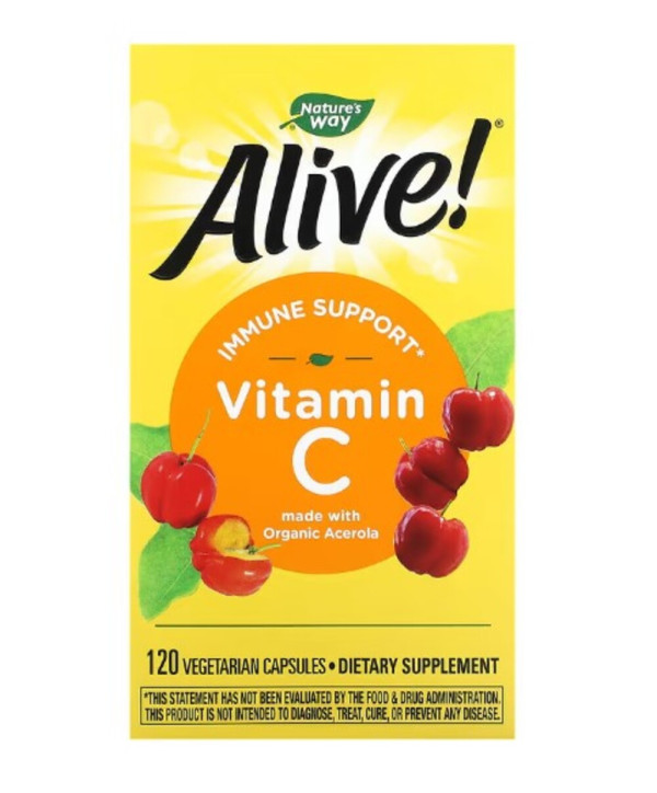 Nature's Way, Alive!, Immune Support Vitamin C, 120 Vegetarian Capsules