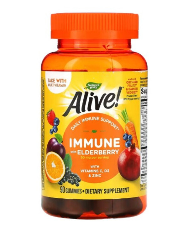 Nature's Way, Alive! Immune with Elderberry, Grape & Cherry, 90 Gummies