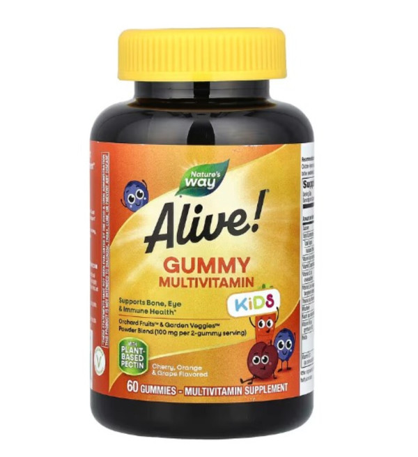 Nature's Way, Alive! Kids, Complete Multivitamin, Cherry, Orange & Grape , 60 Gummies