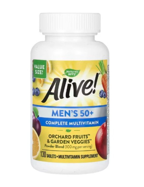 Nature's Way, Alive! Men's 50+ Complete Multivitamin, 130 Tablets