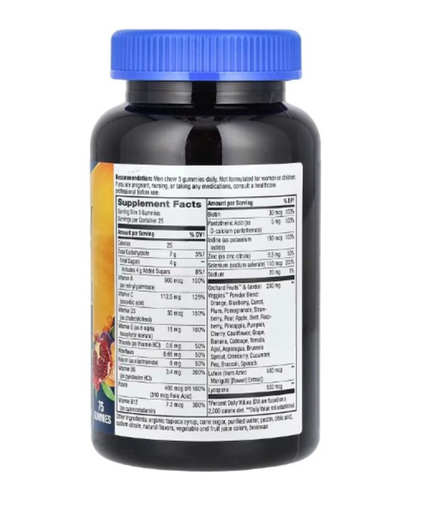 Nature's Way, Alive! Men's 50+ Premium Gummies, Complete Multivitamin, Orange, Grape & Cherry, 75 Gummies