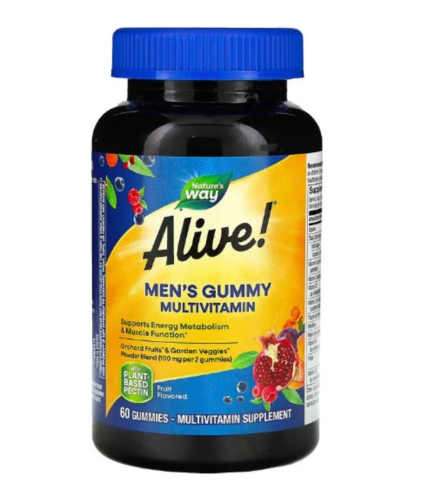 Nature's Way, Alive! Men's Gummy Multivitamin, Fruit, 60 Gummies