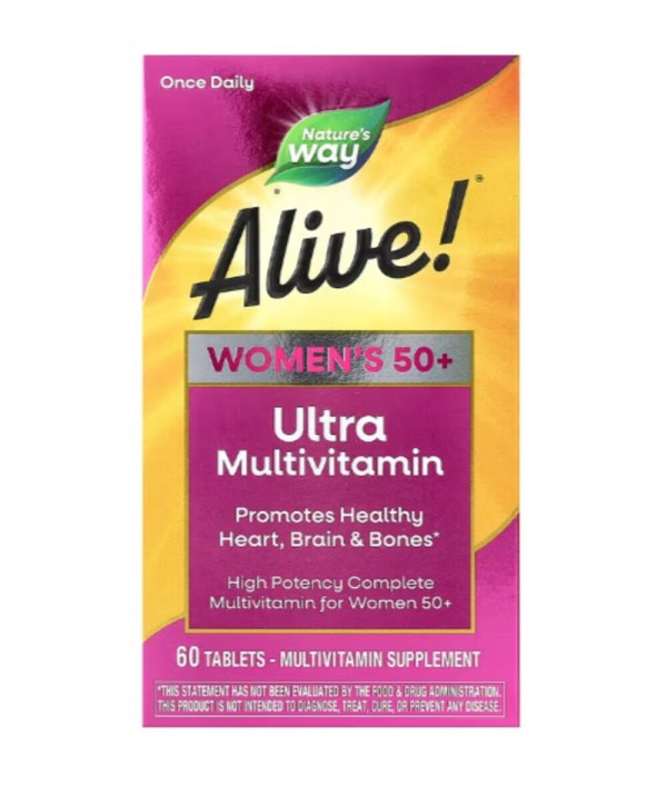 Nature's Way, Alive! Once Daily, Women's 50+ Ultra Potency Complete Multivitamin, 60 Tablets