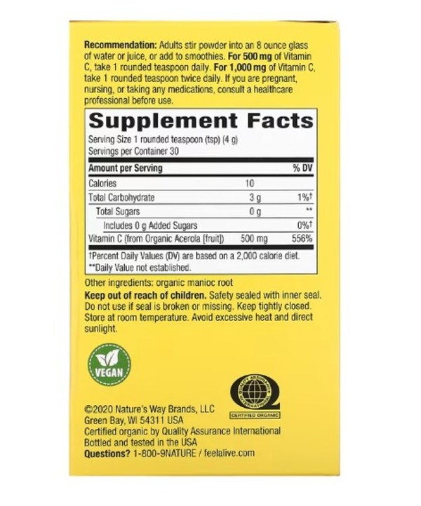 Nature's Way, Alive!, Vitamin C Drink Mix Powder, 4.23 oz (120 g)