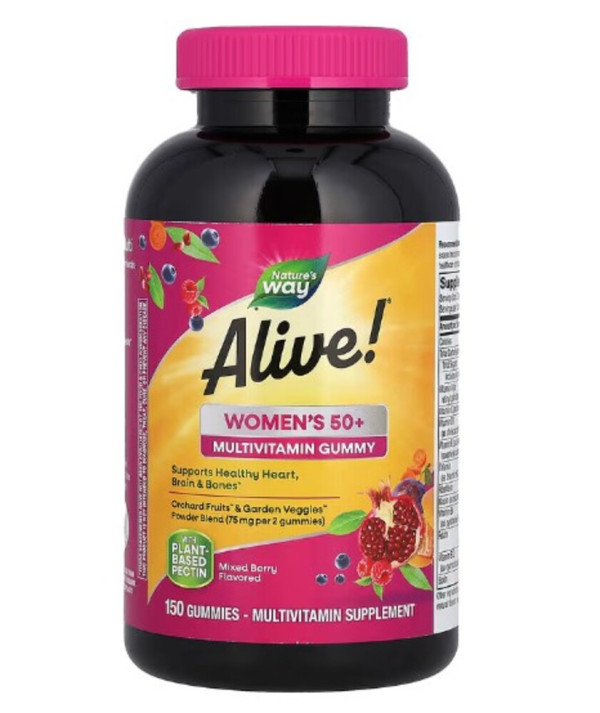 Nature's Way, Alive! Women's 50+ Gummy Multivitamin, Mixed Berry, 150 Gummies