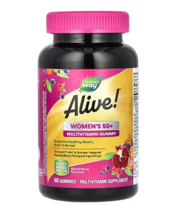 Nature's Way, Alive! Women's 50+ Multivitamin Gummy, Mixed Berry, 60 Gummies