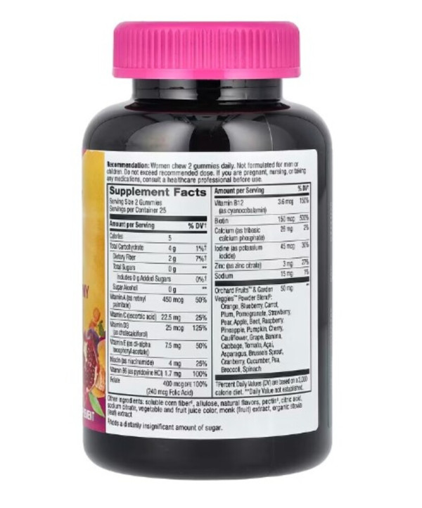 Nature's Way, Alive! Women's Gummy Multivitamin, Zero Sugar, Strawberry, 50 Gummies