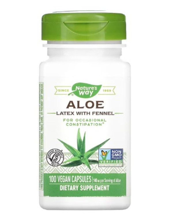 Nature's Way, Aloe Latex with Fennel, 140 mg, 100 Vegan Capsules