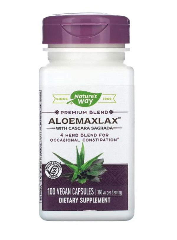 Nature's Way, AloeMaxLax with Cascara Sagrada, 360 mg, 100 Vegan Capsules