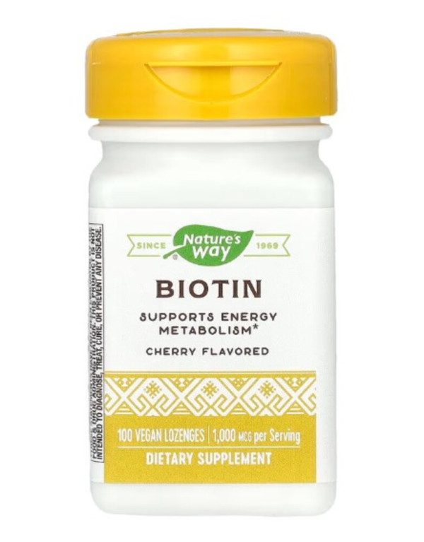 Nature's Way, Biotin, Cherry, 1,000 mcg, 100 Vegan Lozenges