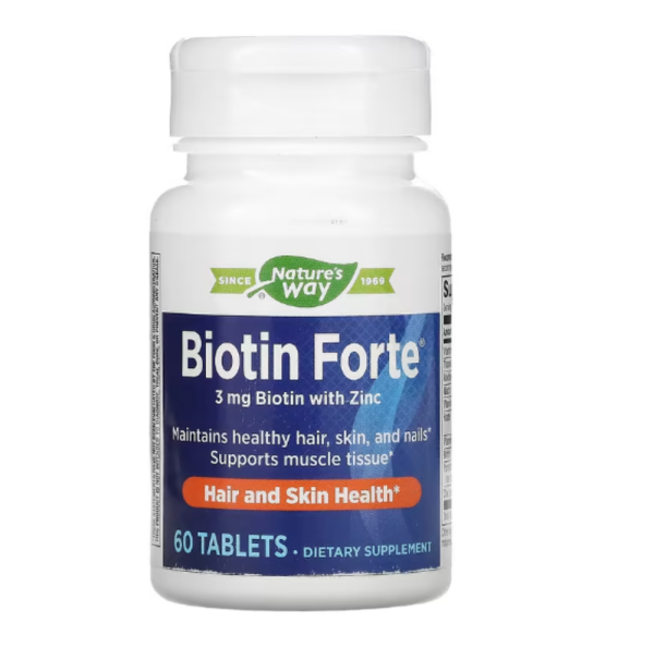 Nature's Way, Biotin Forte with Zinc, 3 mg, 60 Tablets