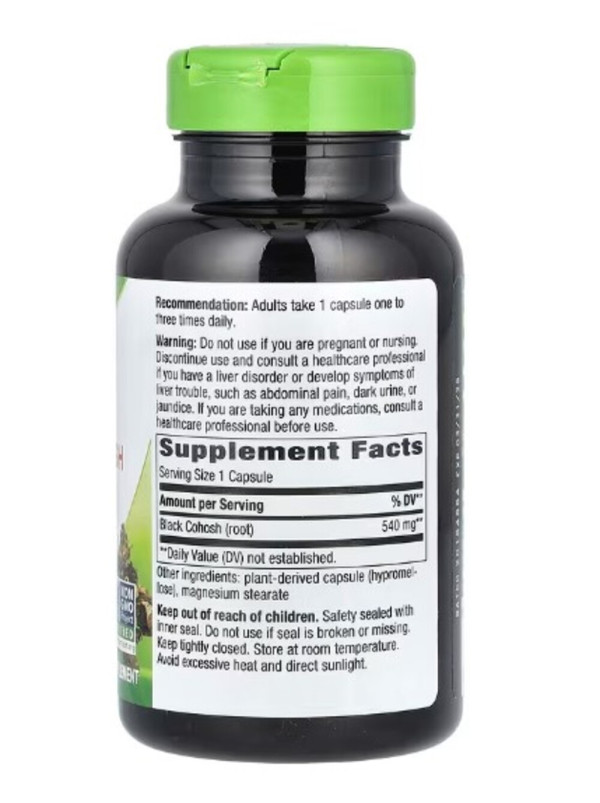 Nature's Way, Black Cohosh Root, 540 mg, 180 Vegan Capsules