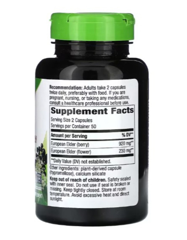 Nature's Way, Black Elderberry, 1,150 mg, 100 Vegan Capsules (575 mg per Capsule)