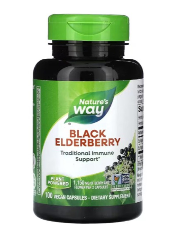 Nature's Way, Black Elderberry, 1,150 mg, 100 Vegan Capsules (575 mg per Capsule)
